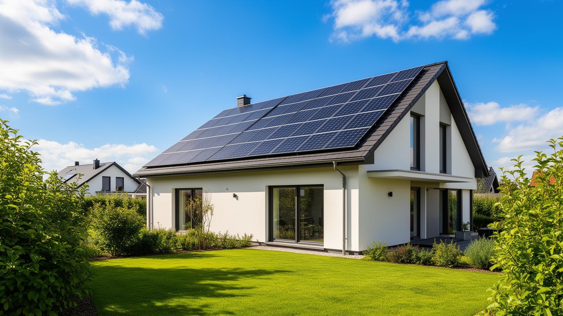 Maison individuelle équipée de panneaux solaires